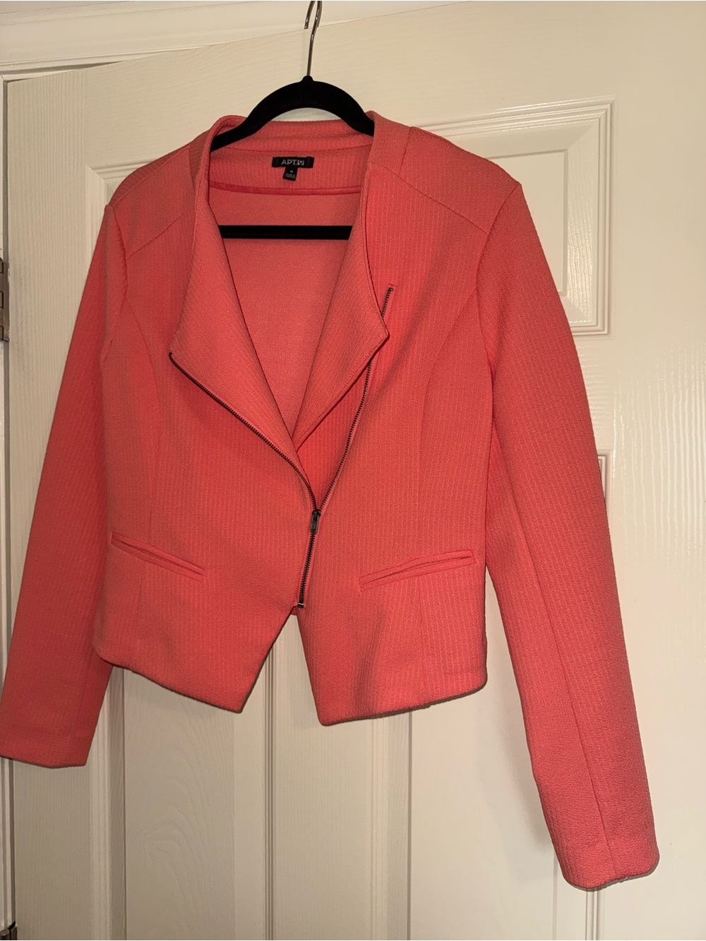 Apt. 9 Coral Textured Asymmetrical Zip Blazer